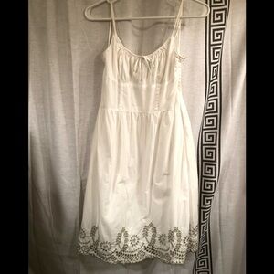 Ann Taylor Loft White Spaghetti Strap with Gold.